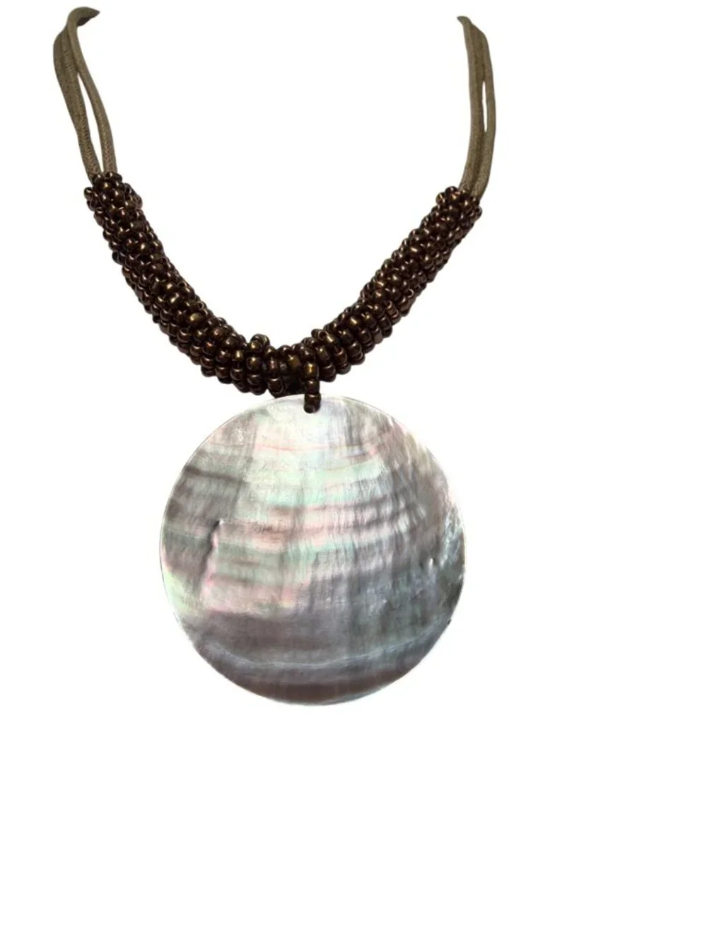Lia Sophia Harvest Moon Shell Necklace Mother of Pearl Multi Cord Adj 19.5
